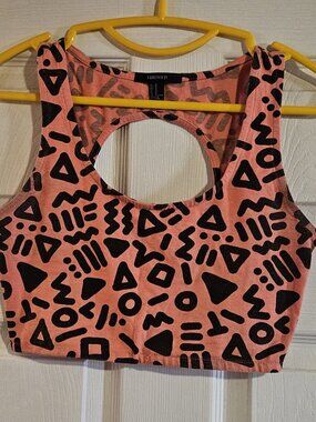 Women's Patterned Athletic Crop Top - Size M